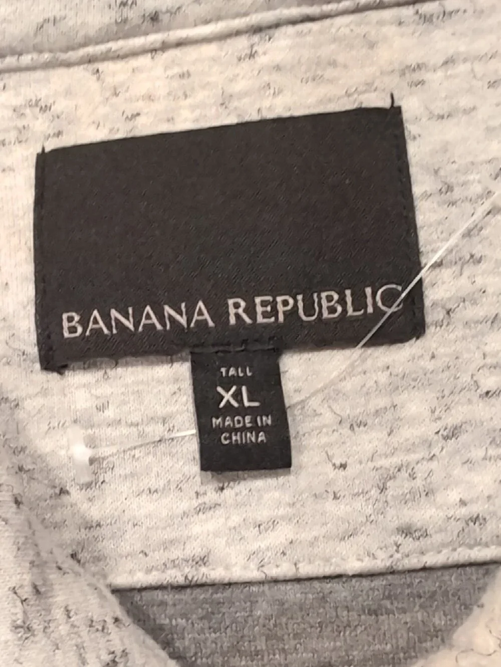 Banana Republic Heather Gray Zip-Neck Sweater with Dark Trim
